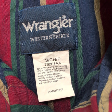 Chemise Wrangler Western Manches Courtes à Rayures et Pressions Taille S
