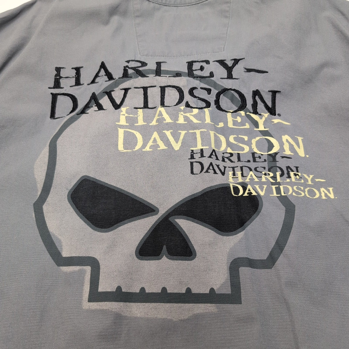 Harley Davidson Chemise Vintage Grise Manches Courtes Tête de Mort Homme 2XL