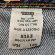 Jean Levi's 505 Regular Fit Vintage Homme W34 L36 Bleu Denim Droit Long