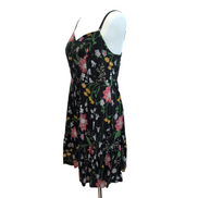 Robe d'été Fleurie Noire Viscose Bretelles Réglables Taille L