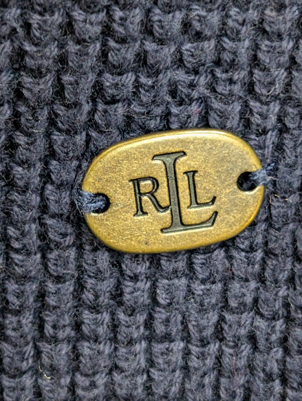 Pull Ralph Lauren femme (Lauren) Bleu Marine Col Montant Style Médiéval XL