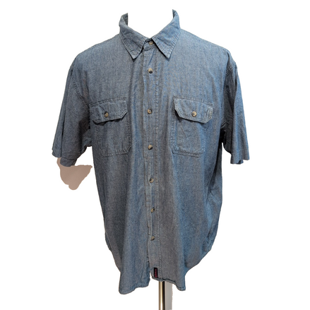 Chemise Wrangler XL Bleu Chiné 100% Coton 2 Poches Manches Courtes