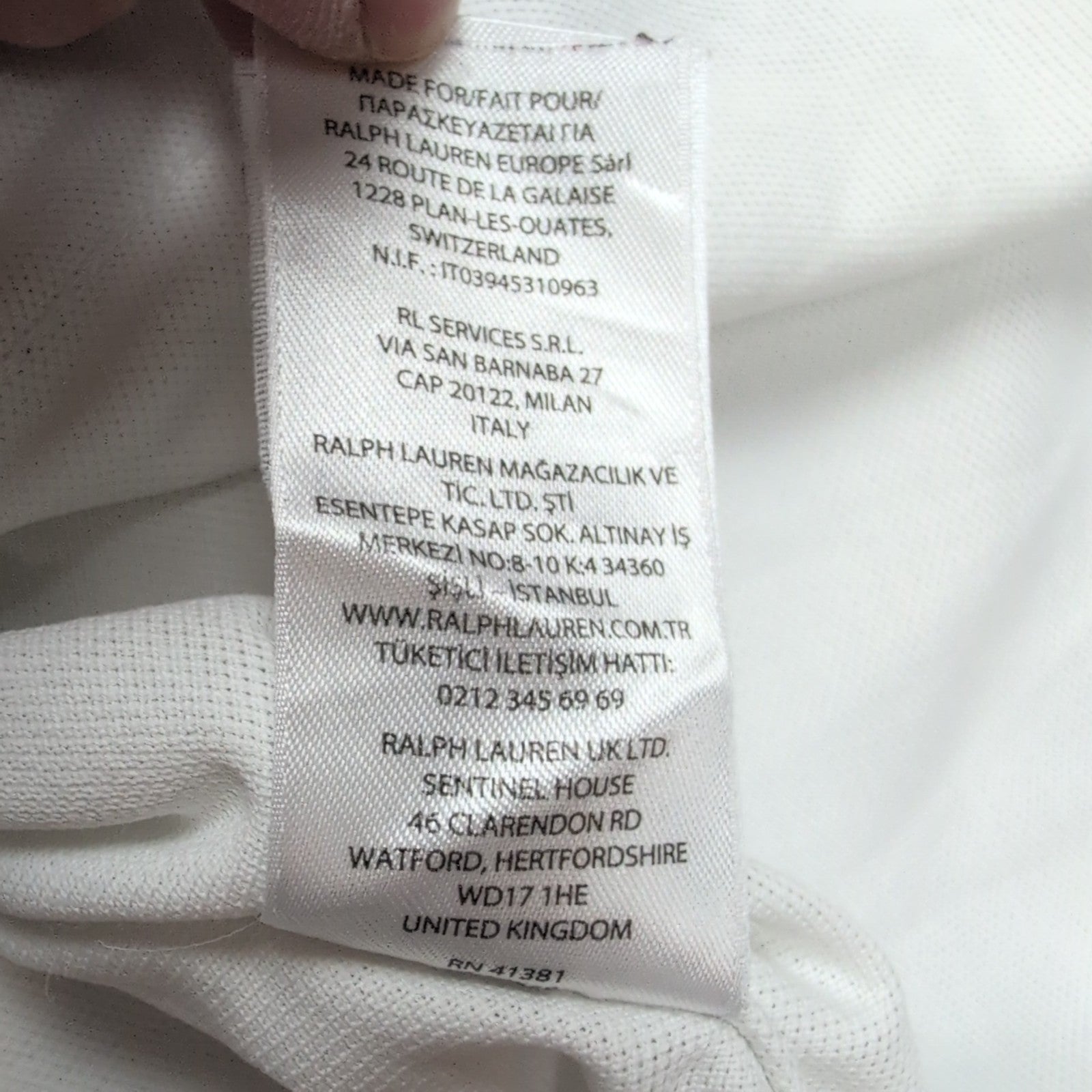 Chemise Ralph Lauren Taille S Blanc Uni Coton Piqué QR Code Logo Marron