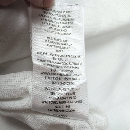 Chemise Ralph Lauren Taille S Blanc Uni Coton Piqué QR Code Logo Marron