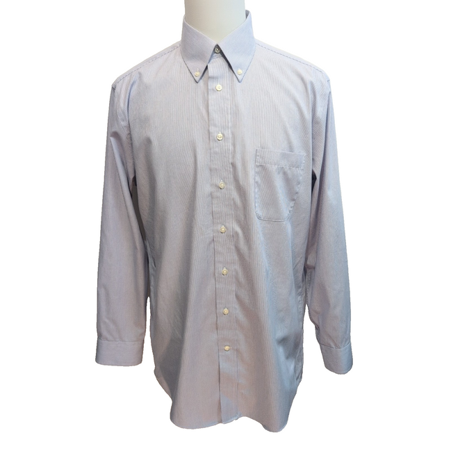 Chemise Stafford Taille XL Bleue Rayures Performance Pinpoint Coton Polyster