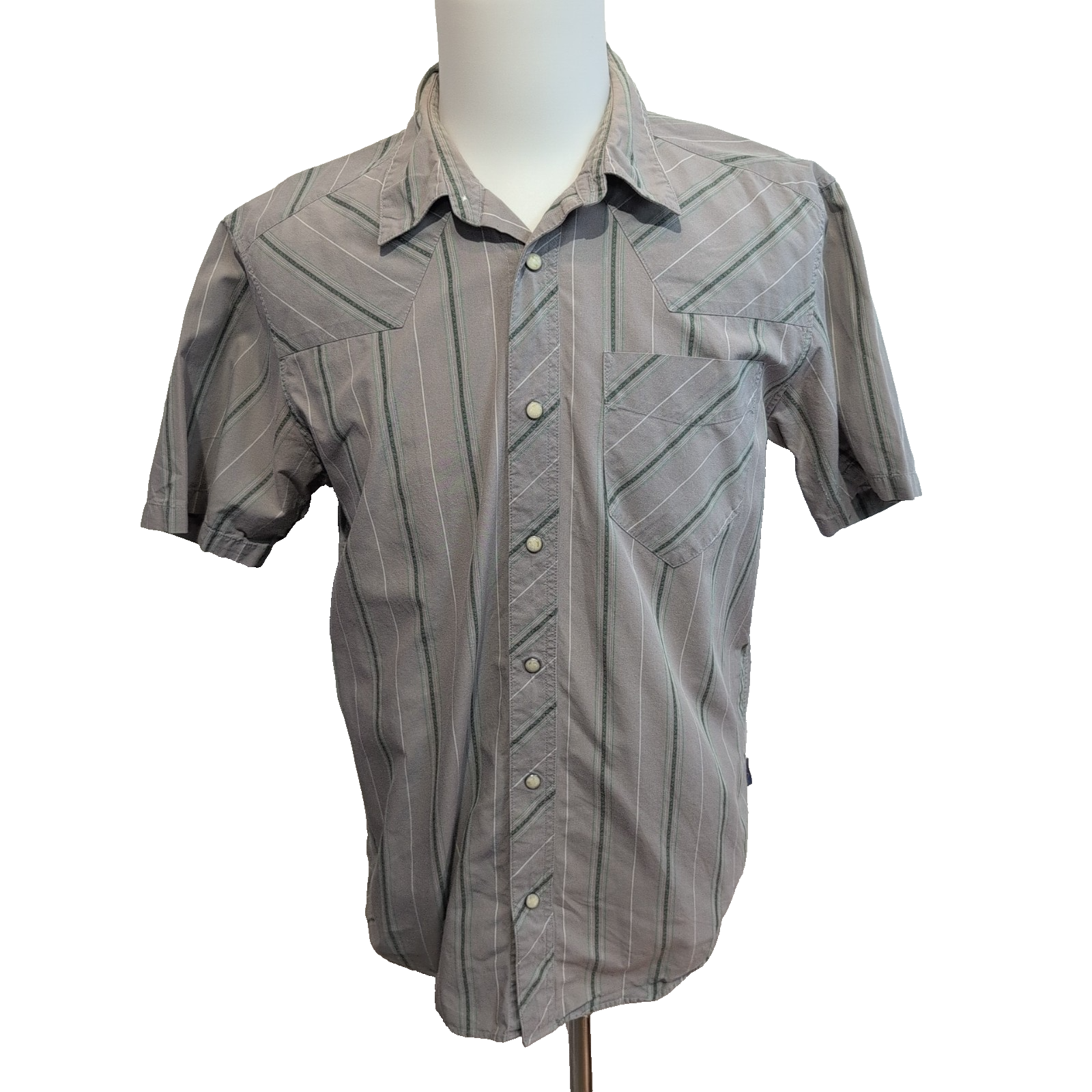 Chemise Patagonia modèle Western coton biologique grise rayures vertes M