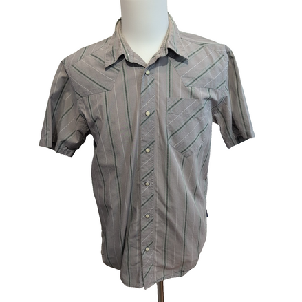 Chemise Patagonia modèle Western coton biologique grise rayures vertes M