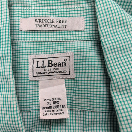 Chemise L.L. Bean verte à carreaux manches courtes taille XL/XXL #28e