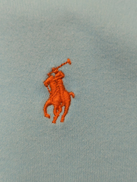 Polo manches courtes Polo Ralph Lauren M bleu turquoise logo orange Custom Fit