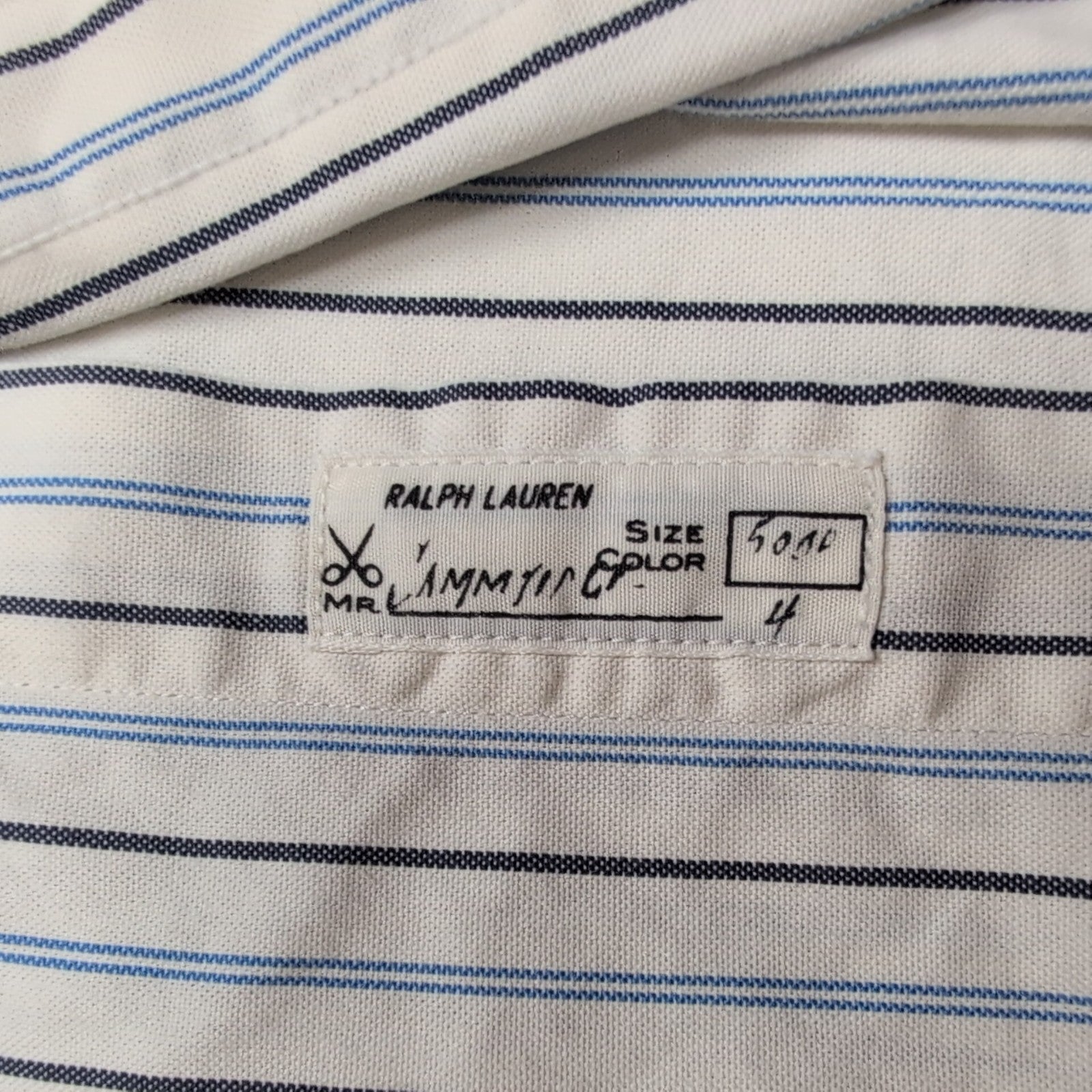Chemise Ralph Lauren XL Custom Fit Bleu Blanc Rayures Shirt Button Down Coton