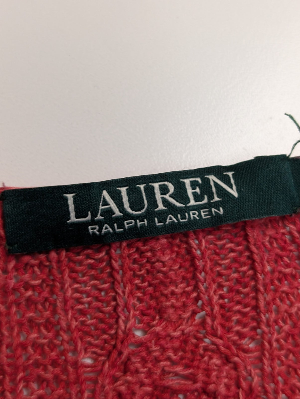 Pull LAUREN Ralph Lauren femme L coton rouge bordeaux torsadé col rond