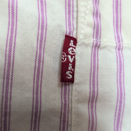 Chemise LEVI'S Homme XL Blanche à Rayures Violettes Coupe Courte