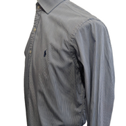 Chemise Polo Ralph Lauren Shirt M/L Regent Custom Fit Bleu Rayé Classique