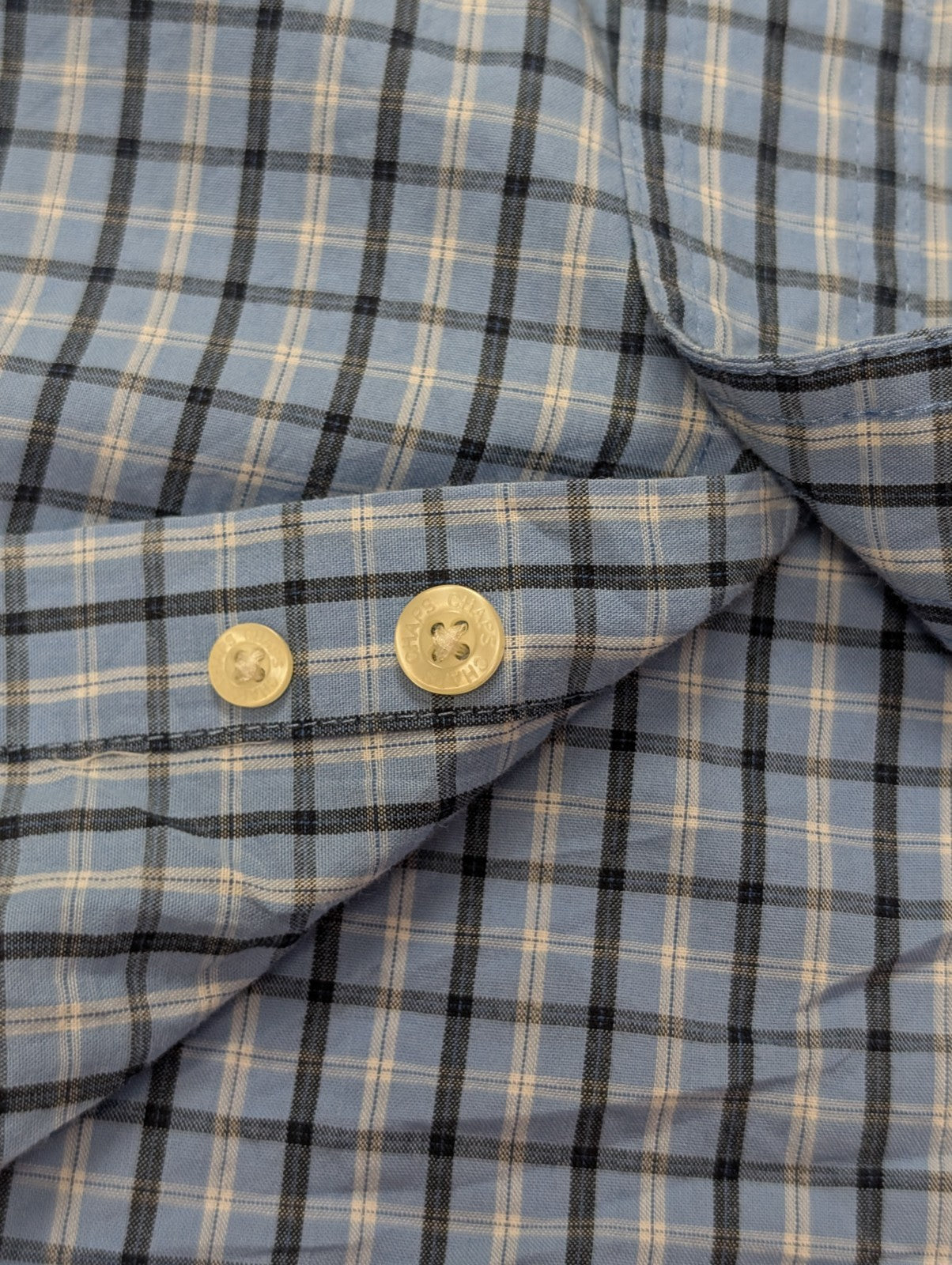 Chemise CHAPS manches courtes bleu à carreaux taille XL #233msch