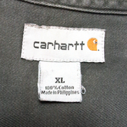 Chemise Carhartt XL Vert Foncé Coton Épais Workwear Manches Longues