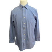 Chemise Chaps Homme Taille M Bleu Micro Carreaux Regular Fit Coton Poche