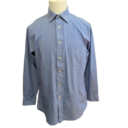 Chemise Chaps Homme Taille M Bleu Micro Carreaux Regular Fit Coton Poche