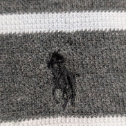 Pull Polo Ralph Lauren col rond noir gris rayures logo noir coton M