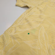 Chemise Hawaïenne Caribbean Joe XL Soie Jaune Pâle Feuillage Gaufré