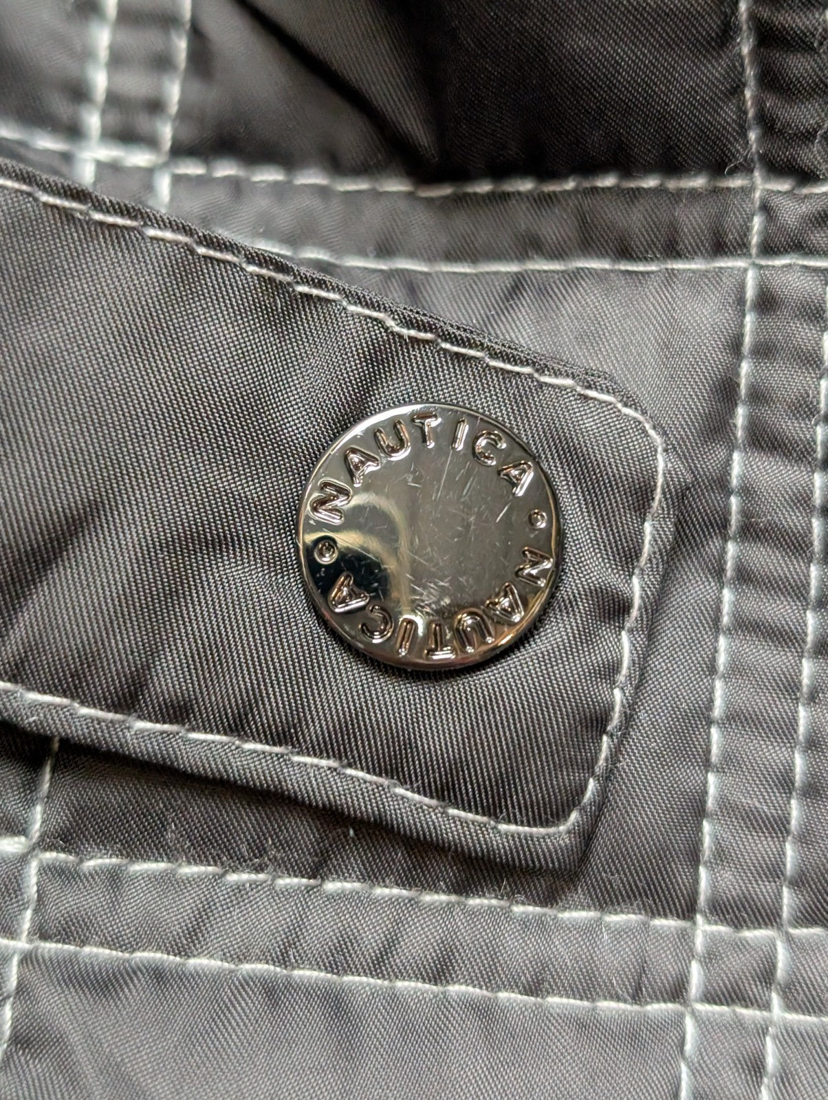 NAUTICA Veste Femme Matelassée S Gris Foncé Boutonnée Hiver Mi-Saison |323BSR