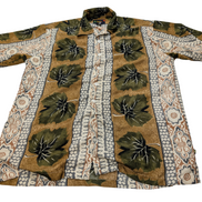 Chemise hawaïenne Bay creek Hawaii feuilles kaki manches courtes taille M #677 h