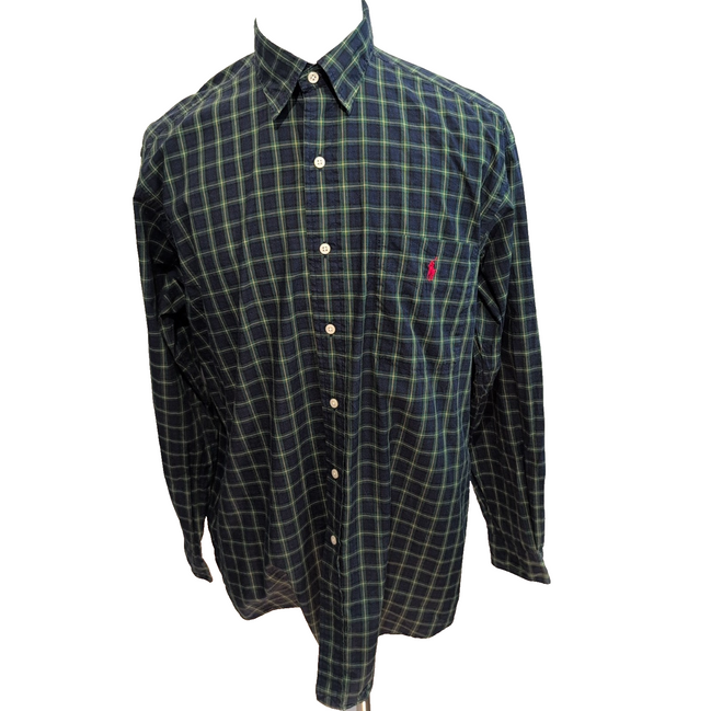 Chemise Polo Ralph Lauren Lowell Sport M Carreaux Logo Rouge manches longues