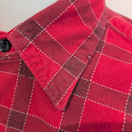 Chemise Nautica L Rouge Carreaux Coton Robuste Poche Logo Manches Longues