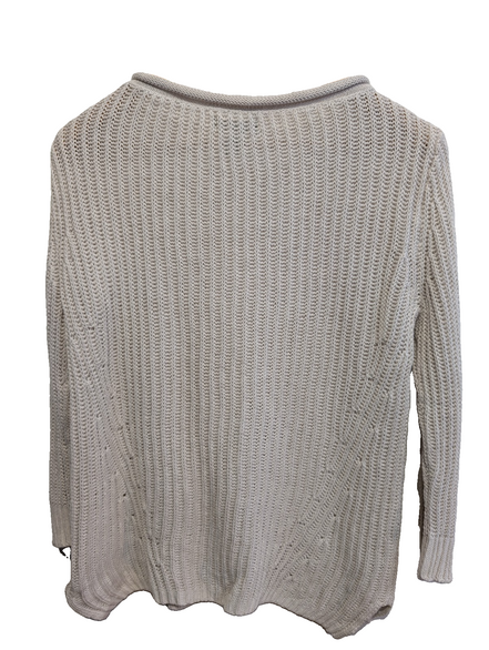 Pull Lauren Ralph Lauren femme L blanc écru maille ajourée col roulotté