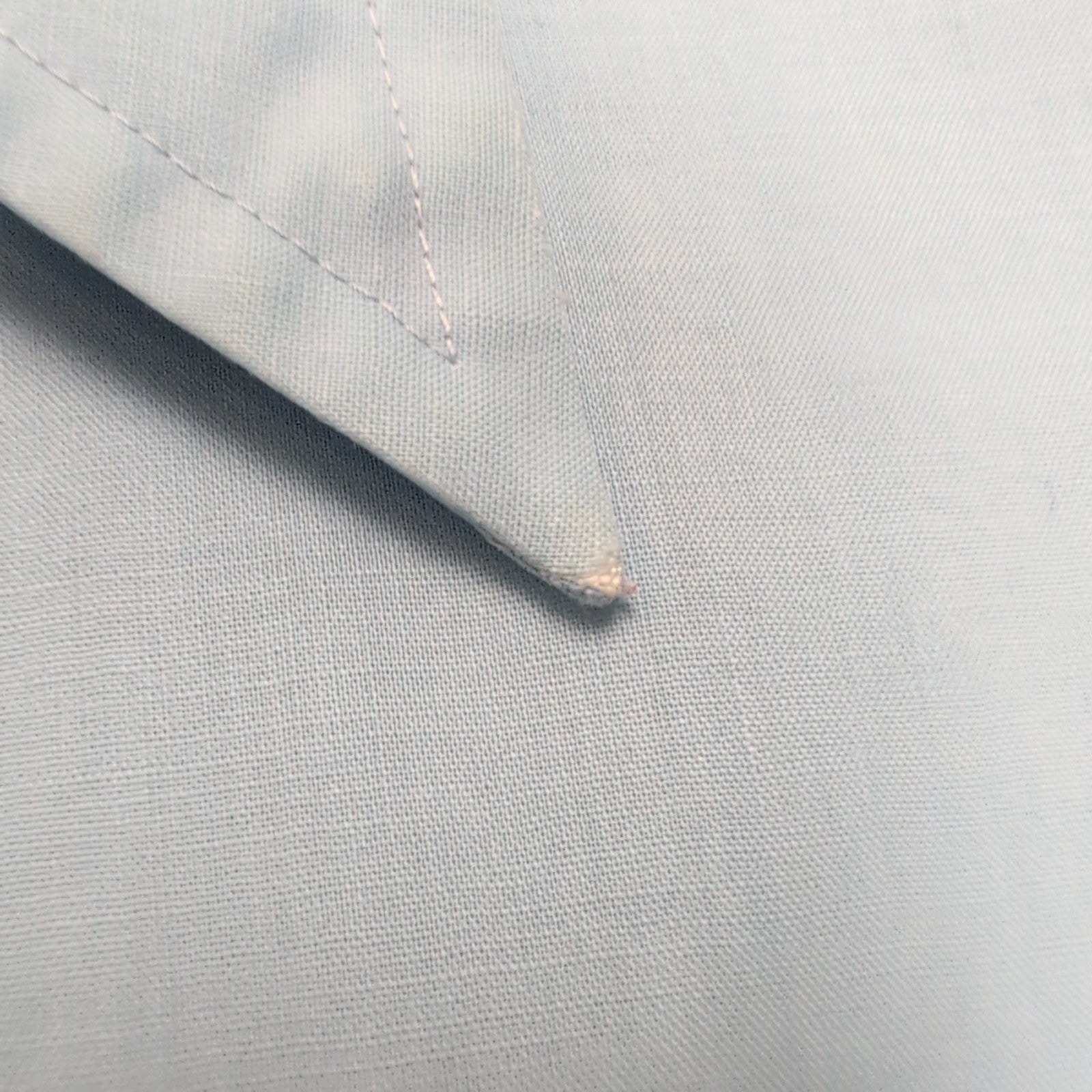 Chemise Sears XL Bleu Uni Col Pointe Manches Courtes Permanent Press