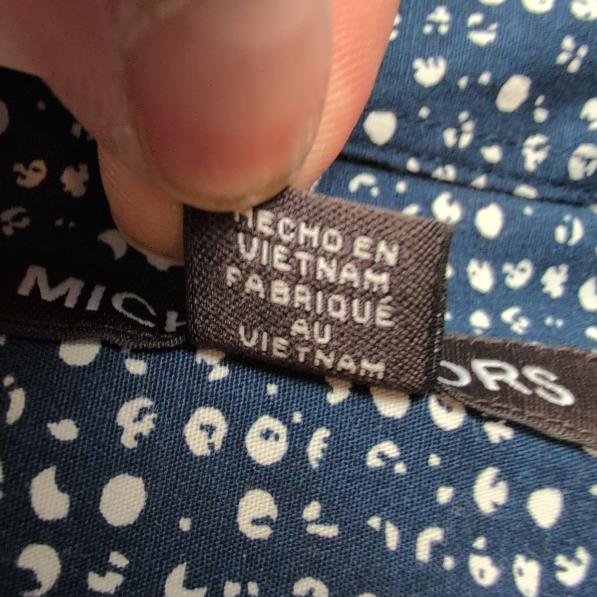 Chemise Michael Kors M Bleu Micro Motif Blanc 100% Coton manches longues