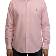 Chemise Ralph Lauren rose uni logo marron taille L #2507