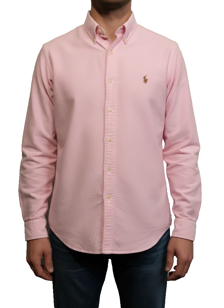 Chemise Ralph Lauren rose uni logo marron taille L #2507
