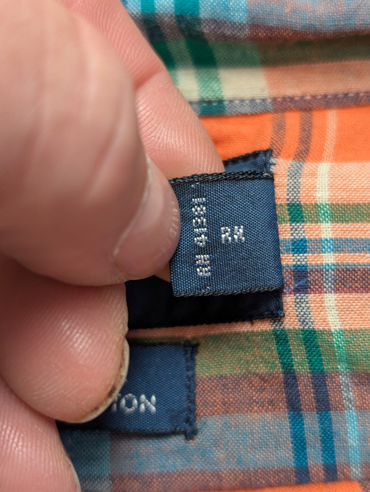 Chemise Ralph Lauren à carreaux orange et verte taille M #2657