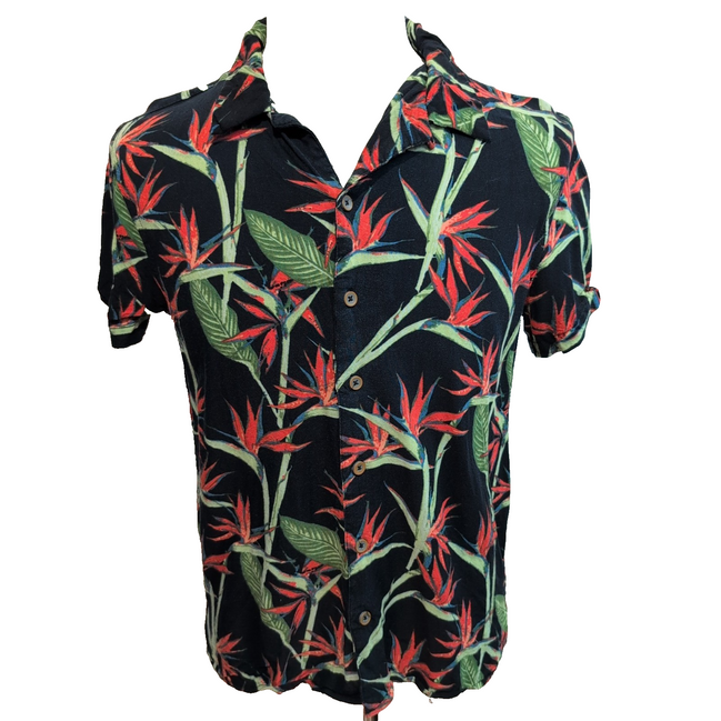 Chemise Hawaïenne MBX Viscose Bleu Marine Motif Floral M