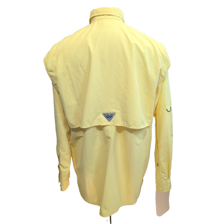 Chemise Columbia PFG Omni Shade M jaune nylon ventilée pêche technique