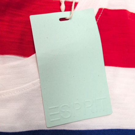 Haut Esprit Femme L Blanc Rayures Bleu Rouge 100% Coton Neuf Étiquette