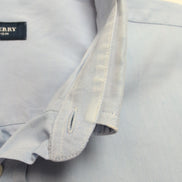 Chemise Burberry L/XL Bleu Clair Logo Brodé Boutons Gravés Coton Manches longues