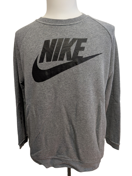 Sweat Nike à Poches Gris Clair Vintage Style Sportswear Coupe Longue Taille L XL