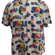 Chemise Hawaïenne J.Crew Slim XL Coton Blanc Motifs Voiliers Rouges