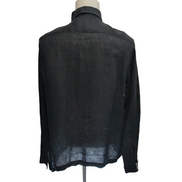 Chemise Kenzo Homme XL Noire Unie 100% Lin Logo Excellent État