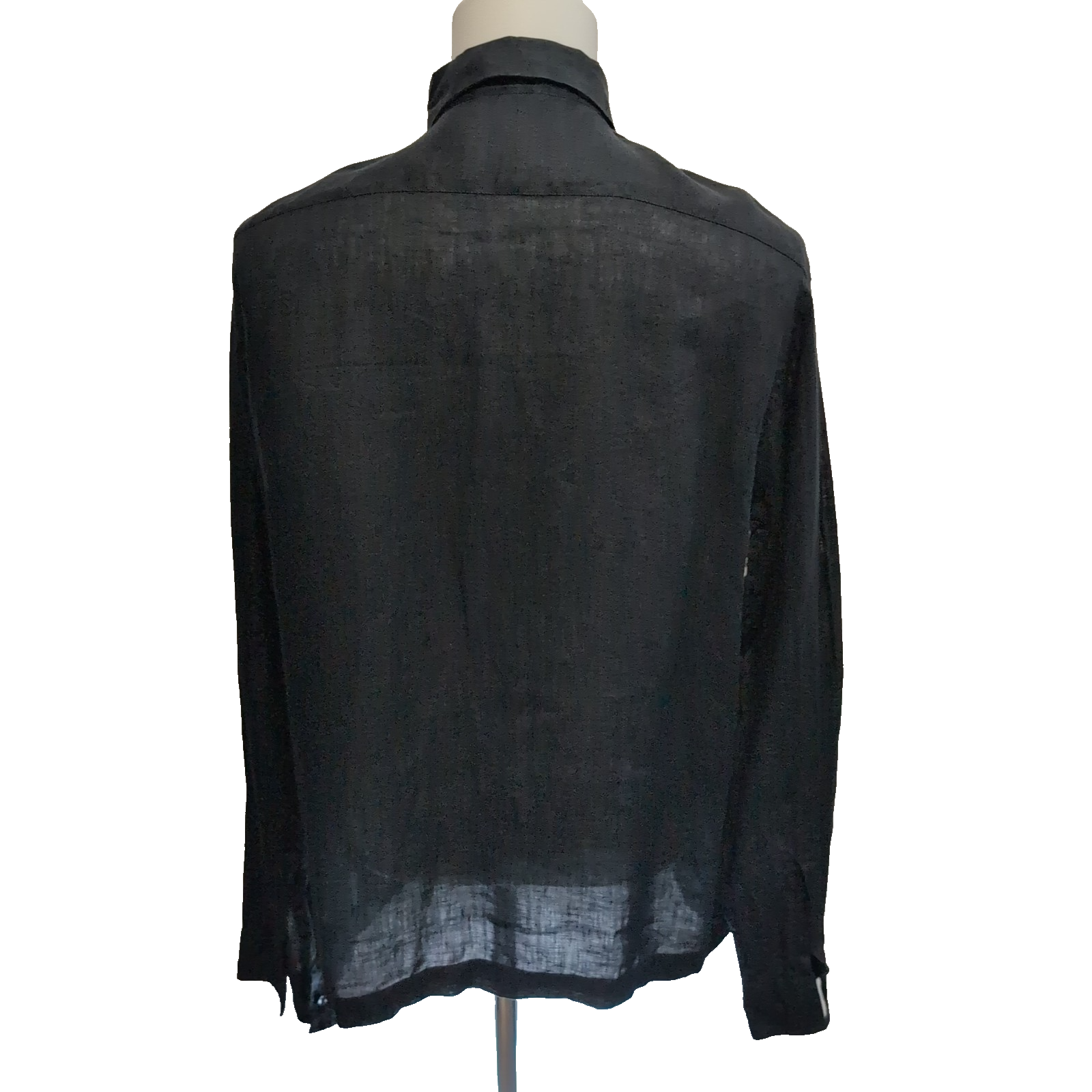 Chemise Kenzo Homme XL Noire Unie 100% Lin Logo Excellent État