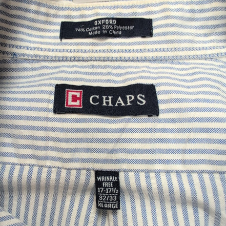 Chemise Chaps bleu rayures manches longues 1 poche XL XXL