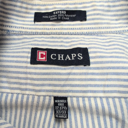 Chemise Chaps bleu rayures manches longues 1 poche XL XXL