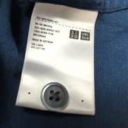 Chemise UNIQLO Lin S Bleu Marine Uni Manches Courtes Poche manches courtes