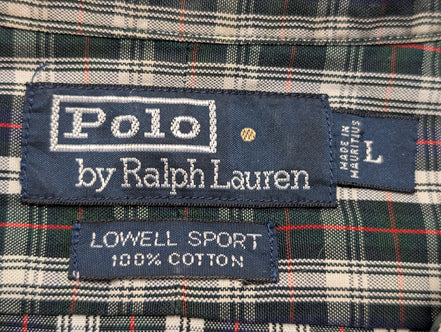 Chemise Ralph Lauren manches longues kaki à carreaux taille L #2811 18chfl