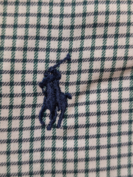 Chemise Ralph Lauren vert petits carreaux manches longues taille XL #2813