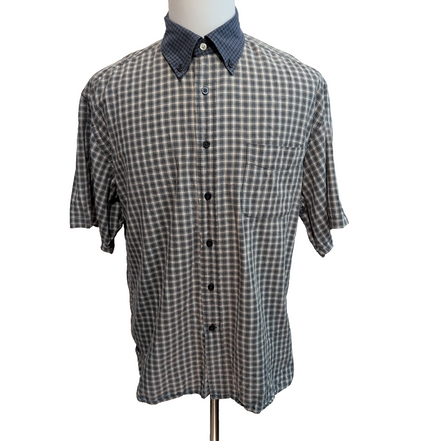 Chemise Dockers XL Kaki Carreaux MC 100% Coton Poche manches courtes
