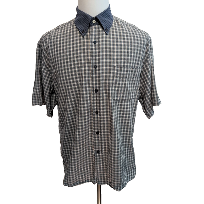 Chemise Dockers XL Kaki Carreaux MC 100% Coton Poche manches courtes
