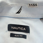 Chemise Nautica Slim Fit M Bleu Clair Stretch Fluide Légère manches longues