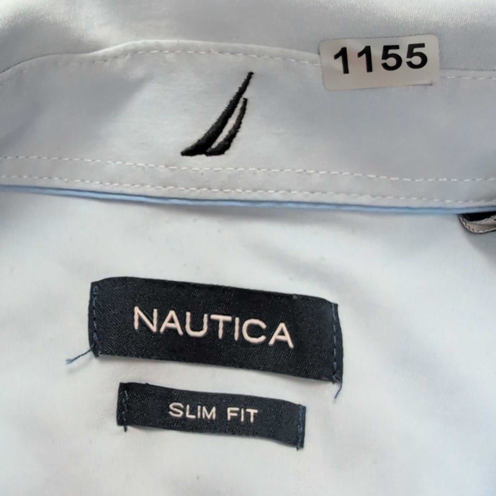Chemise Nautica Slim Fit M Bleu Clair Stretch Fluide Légère manches longues